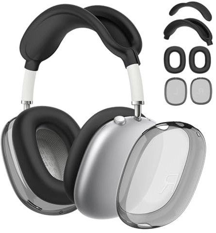 Katyjun 4 Stück Schwarz Hülle für Apple Airpods Max, Kratzfest Staubdicht Wasserdicht Weiche Silikon Case für Airpods Max