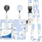 Porte-Cartes avec Cordon Fleuri Blanc, Badge D'Identification, Porte-Cartes avec Cordon, Cordon Détachable avec Clip Rétractable pour Cartes de Visite, Cartes D'EntréE, Cartes D'Identité