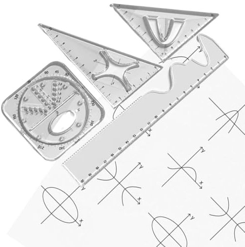 HSKRKOW 4 Stück Parabelschablone Mathe,parabelschablone,kurvenlineal,parabel,Geometrische Kurve Vorlage Lineal für Studenten, Büros, Designer Zeichnung, Kosinus-Tangenten