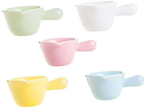 Cabilock Juego De 5 Mini Jarras De Cerámica Para Leche Y Crema Tazas Pequeñas Versátiles Para Café Salsa Y Cocina En Hogar
