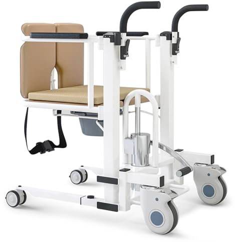 Patientenlifter für Zuhause, Hydraulischer Transferstuhl für ältere und kranke Menschen, 43-62cm Hubhöhe, 180° geteilter Sitz, Einfaches Umsetzen von Betten, Sofas und Toiletten