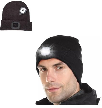 Mr.Gadget's Solutions Berretto con luce LED e fori di ventilazione, marrone scuro, taglia unica, Nero , 1