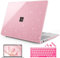 Mektron Glitter Case for Microsoft Surface Laptop 13.8-inch Touchscreen 2024 (7th Edition) Lightweight Durable Scratch-Resistant Easy Install, with Keyboard Cover & Screen Protector, Sparkly Pink