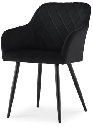 CLIPOP Esszimmerstuhl, 1 Stück Küchenstuhl Samt Bezug Wohnzimmerstuhl Polsterstuhl mit Armlehne Metallbeine Polstersessel Stuhl für Esszimmer Wohnzimmer Küche (1, Samt Schwarz)