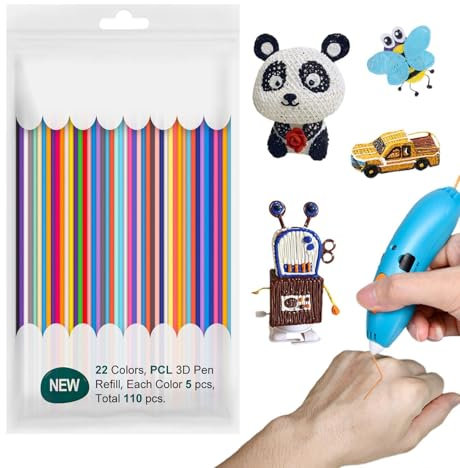 Generisch 3D Druck-Filament, 110 Stück, 22 Farben, 2,5 mm, Polycaprolacton, 110 Gramm
