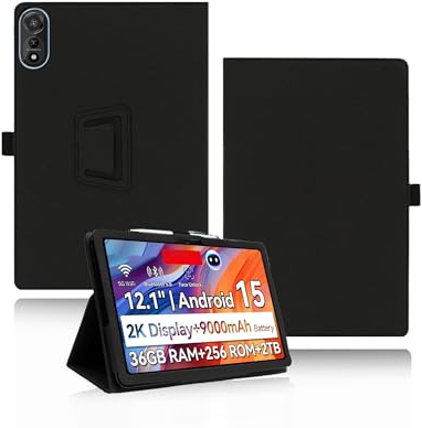 Schutzhülle für Blackview Mega 2 Tablet mit 12 Zoll (30,5 cm), Schutzhülle für Blackview Mega 2 Tablet – Handschlaufe, hautstrukturiertes Vollwickeldesign, flexibel, verschleißfest, stoßfest, schwarz