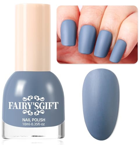 Matte Nail Polish Air Dry Nail Lacquer for Nail Art Varnish, Mist Effect Matte Finish Velvet Nail Polish, 0.35 fl oz (Grey blue-23, 10 ML)