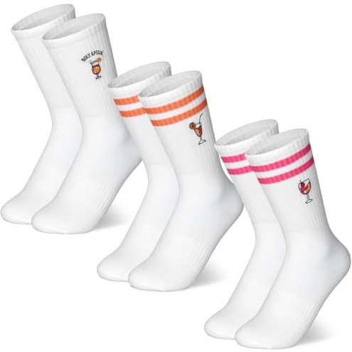 Peaken 3er Pack Aperol Spritz Socken, Aperol Geschenk,Lillet-Liebhaber-Socken, Cocktail-Geschenkset für Partyfans (36-42)