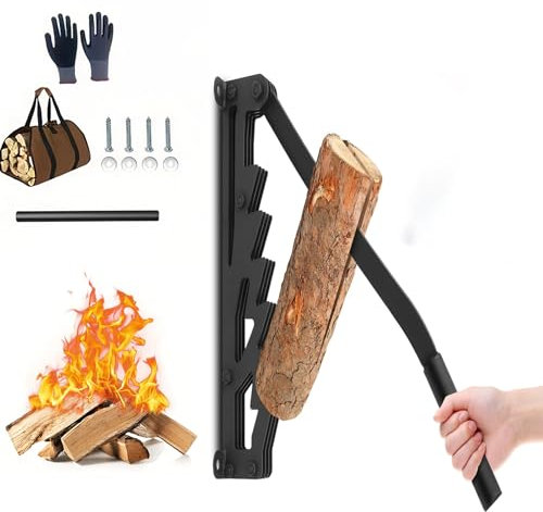 Wandhalterung Manueller Holzspalter, Anzündholzspalter Brennholz,Tragbarer Manueller Brennholzschneider, mit 2 Abziehbar Griff, Anzündholz Spalter für den Heimgebrauch & Außenbereich