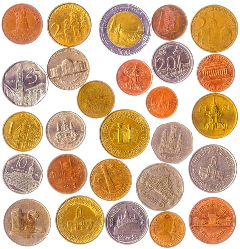 Architectural Fantasy Coins Collection – 10 Replik-Münzen – mit Tempeln, Leuchttürmen, Banken, Schlössern – historische Gebäudedesigns