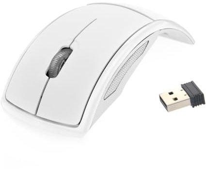 NUOBESTY Souris sans Fil Pliable Arc Ultra-Fine Ghz avec Récepteur USB pour Pc Ordinateur Portable Blanche