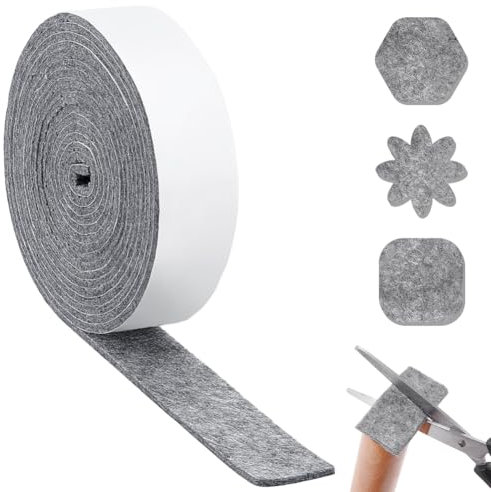 NBEADS 600x5cm Rotoli Feltro Adesivo, Striscia Adesiva In Feltro Grigio Feltro Antiscivolo Cuscinetti Per Mobili Per Proteggere Pavimenti In Legno Sedie E Pareti, 5mm Di Spessore