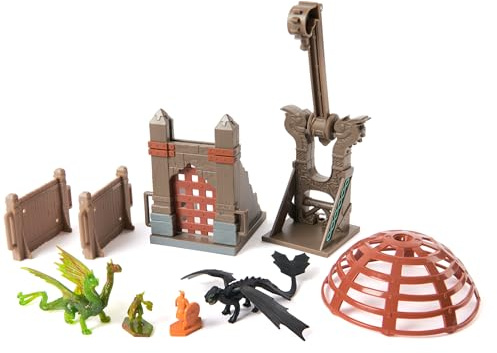 Dreamworks Dragons, Drachenzähmen leicht gemacht - Trial of Flame, Drachen-Arena Spielset, Drachenkäfig mit Drachen- und Wikingerfiguren, spannendes Abenteuer- und Rollenspiel für Kinder ab 4 Jahren