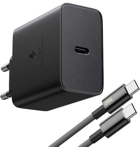 45W USB-C Schnellladegerät für Samsung mit geflochtenem Schnellladekabel 2M | Super Fast Charger 45W für samsung galaxy S25Ultra/S24Ultra/S25/S24/S23/S22/S21,Z Fold6/5 Flip6/5 5G,A72/A55,Note,Tab S10/S9