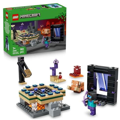 LEGO Minecraft Reise durch Nether und Endportal - Kinder Spielzeug mit Helden, Enderman und Baby Hoglin Figuren - Set mit Minecraft Figur - Gamer Geschenk für Jungen und Mädchen ab 7 Jahren - 21584
