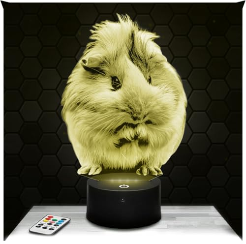 Lampephoto.fr - Lampe Meerschweinchen 3D Touch Nachtlicht Nagetier | Made in France, Sockel & Größe wählbar, dimmbar, Batterie/USB, HD-Lasergravur, Geschenk für Sie & Ihn