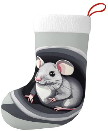 Yyhwhjde Chaussettes décoratives de Noël avec motif souris dans le trou pour remplir de petits cadeaux tels que des bonbons et des petits jouets
