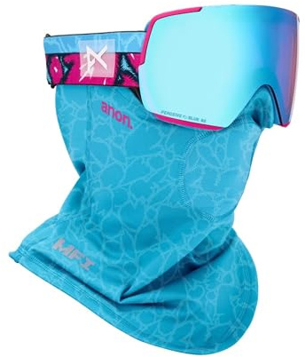Anon M5S Schneebrille + Bonus-Objektiv + MFI-Gesichtsmaske (Rahmen: Pink Tides, Gläser: variables Blau wahrnehmen, Ersatzglas: Wolkiges Rosa)