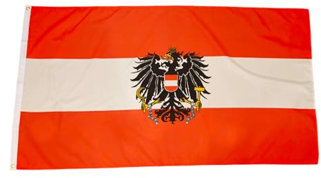 Fahne Flagge Österreich mit Wappen - 90 x 150 cm