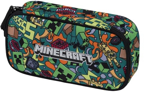 Baagl Minecraft Federmäppchen für Mädchen Jungen - Schulmäppchen für Schreibwaren - Schulsachen Federtasche, Kinder Federmappe, Etui für Schule (Minecraft Chaos)