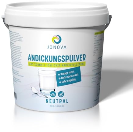 JONOVA Instant-Andickungspulver 6 x 400 g Eimer – Lebensmittelverdicker auf Stärkebasis – klumpfrei & geschmacksneutral – für kalte & warme Speisen – laktosefrei