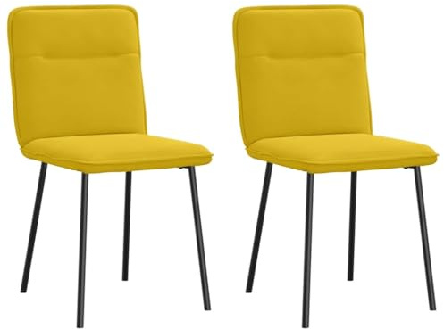 Vorpalize Esszimmerstühle 2 STK Gelb Samt Esszimmerstuhl mit Metallgestell 45x54x83 cm Bequeme Sitzfläche für Esszimmer Wohnzimmer und Gästezimmer