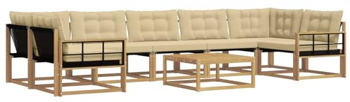 vidaXL Outdoor-Sofagarnitur 8 pcs Weiß und Beige 79 x 79 x 37 cm, Moderne Garten-Sofaset, wetterfeste Möbel, schicke Kollektion, bequemes Loungesofa für die Terrasse