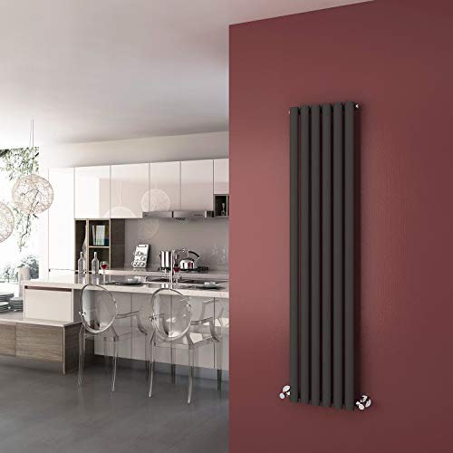 ELEGANT 1600 x 360 mm Modern Vertical Column Designer Radiator Anthracite Oval Single Panel Radiator Heater