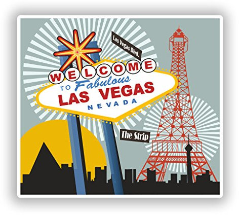 2 x LAS VEGAS Skyline vinyl Aufkleber Reise Gepäck # 10559 - 10cm/100mm Wide