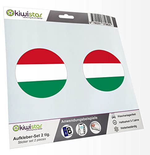 KIWISTAR - 2X Kennzeichenaufkleber - Ungarn - Kennzeichen Aufkleber Sticker Nummernschild Land Country Nation