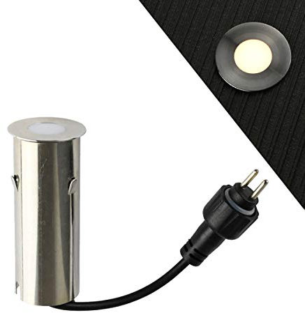 VBLED® Bodeneinbauleuchte Edelstahl-Gehäuse 12V Leuchtmittel wechselbar IP67 mit G4 warmweißen Leuchtmittel