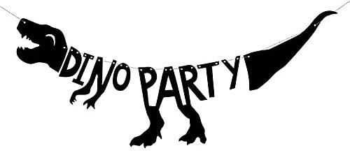 Girlande Dino Party 20x90cm DIY Banner Papiergirlande Kindergeburtstag Geburtstag Partydeko schwarz