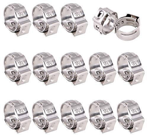 Swpeet 35Pcs 12.8-15.3mm Stainless Steel Single Ear Hose Clamps Assortment Kit Perfect for Automotive, Home Appliance Line