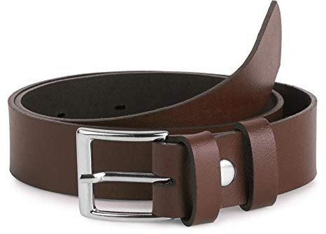 Ladeheid Kinder Gürtel Ledergürtel Mode Accessoire für Kinder Jungen Gürtel mit Schnalle 2,5 cm Breit K1D5 (Braun, 55 cm (Gesamtlänge 74 cm))