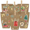 Papierdrachen Adventskalender zum Befüllen - Aquarell zum Aufkleben - mit 24 braunen Papiertüten und tollen Stickern für Kinder - Weihnachten
