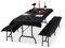 Relaxdays Bierzeltgarnitur Auflage, 3er Set, Biertisch Tischdecke 250x100cm, 2 Bierbankauflagen, abwaschbar, schwarz