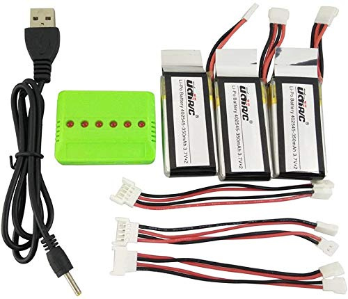 ZYGY Lithium Battery 3PCS 3.7V 350mah + 3PCS 2 in 1 Ladekabel + 1PCS USB-Ladegeräte für UDI U818A WiFi FPV U845A U945 WiFi RC Quadcopter Drone