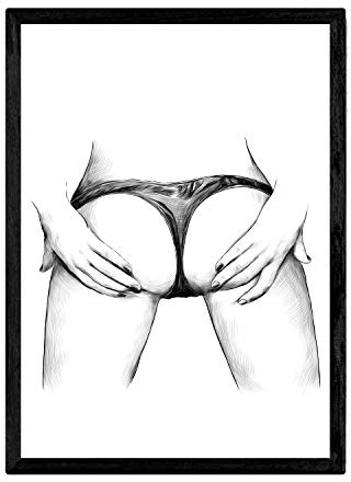 Nacnic Poster Erotik Ass Blatt mit sinnlichen Bildern des weiblichen Körpers gezogen. Innendekoration mit erotischen Illustrationen. A3
