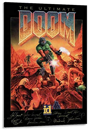 weqwe Game DOOM Poster, dekoratives Gemälde, Leinwand, Wandkunst, Wohnzimmer, Poster, Schlafzimmer, Malerei, 50 x 75 cm