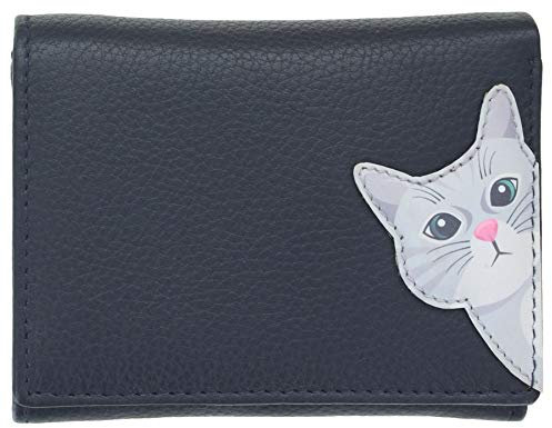 Mala Leather Cleo The Cat Collection 3533_50 Kleine Geldbörse aus Leder mit RFID-Blockierung, navy (Blau) - 3533_50
