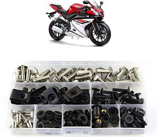Xitomer - Set completo di bulloni di ricambio per carenatura, adatto a YZF R125 2008-2018, kit di montaggio completo di rondelle/dadi/fissaggi/clip/gommini (Argento)