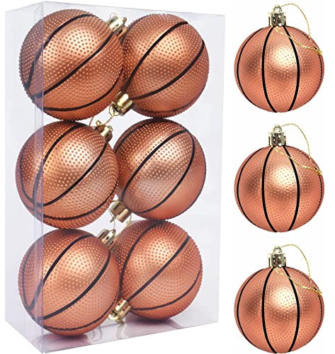 Mupera Weihnachtskugeln für Weihnachten, Basketball, Weihnachtsdekoration, Weihnachtsbaumschmuck, Zuhause, Urlaub, Party, Büro, Geschäftsdekoration, 6 Stück