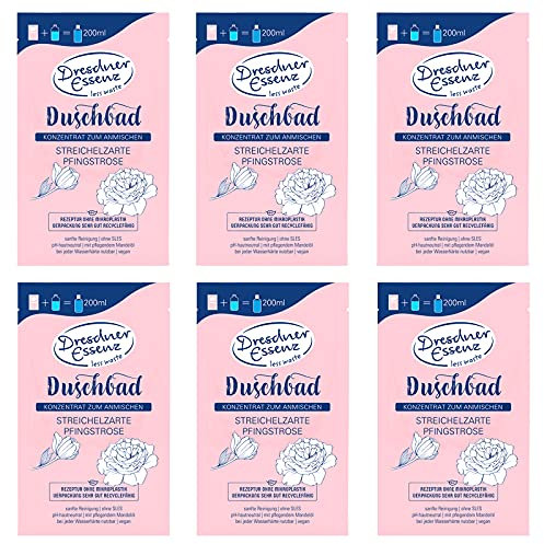 6er Pack Dresdner Essenz Duschbad Konzentrat Streichelzarte Pfingstrose 6 x 40 g Duschbad vegan