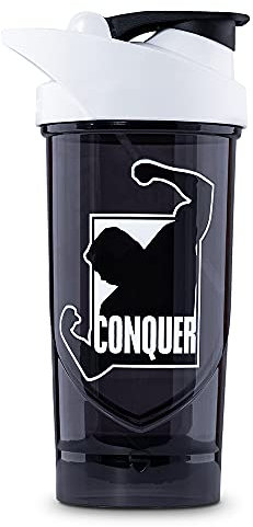 Shieldmixer Hero Pro Classic Shaker Conquer - BPA-frei - Gym Zubehör - Eiweiss Shaker - Fitness Trinkflasche - Schwarz - 700ml