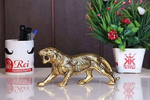 KridayKraft Goldene Metall-Figur Tiger/Jaguar/Panther/Sher, Tischdekoration, Feng Shui & Vanstu, Tier-Schaustück-Figuren.