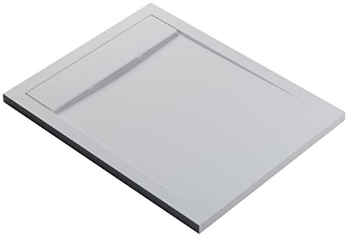 BERNSTEIN - Receveur de douche rectangulaire Blanc Mat 100x80x4,5cm Bac douche Fonte minérale antidérapant + Pente & Couvercle, Résistant & Durable - NEW YORK
