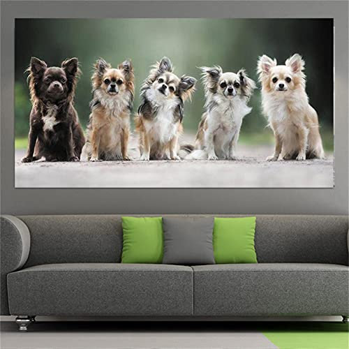 Diamond Painting Erwachsene Groß Diamant Painting Bilder Chihuahua-Hund, Malen Nach Zahlen Kinder DIY Diamant malerei Full Kit Mosaik Gemälde Deko Wohnzimmer/Schlafzimmer/Büro, 30x60cm/12x24in