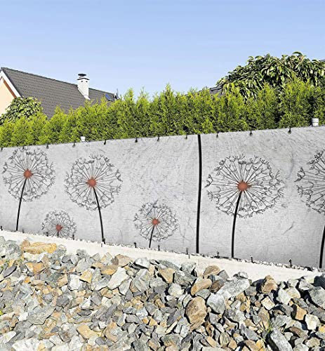 MyMaxxi Zaunbanner Sichtschutz - Auf ins Pusteblumenfeld - Abdeckung für Terrasse Zaun - Windschutz Sonnenschutz Blickdicht - Zaunverkleidung wetterfest -