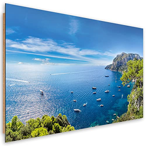 Feeby Bilder 90x60 cm Strand Cliffs Schiffe Felsen 1 tlg Modern Wandbilder Dekopanel Deco Panel Wanddeko Wohnzimmer Schlafzimmer Flur Büro Meer Ozean Himmel Blau