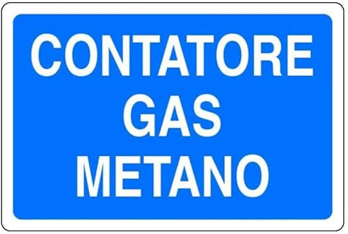 Social Crazy - Segnale di sicurezza per gas metano, Pannello in alluminio 20x31 cm, Minimalista, Argento